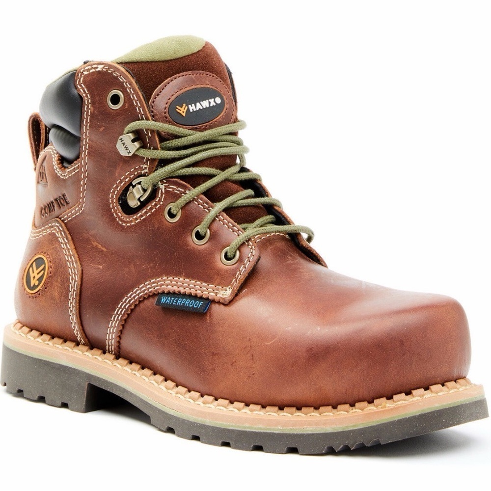 HAWX WOMEN'S 6" PLATOON WATERPROOF WORK BOOTS - COMPOSITE TOE size 6.5